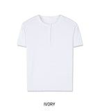 Montes Crop Henley Neck Short Sleeve T-shirt