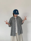 [unisex] Zindi Check Over Short Sleeve Shirt
