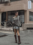 Autumn Damage Boat Neck Knitwear
