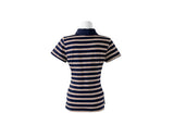 Weedon Shirring Stripe Collar Short Sleeve T-shirt