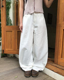 Colf back banding wide pants