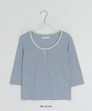 Lana U-neck Star Henley Neck Three Quarter Tee