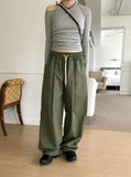 Jed Pintuck Balloon Cotton Cargo Two-Way Long Wide Jogger Pants