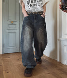 Late Back Leather Pocket Denim Pants