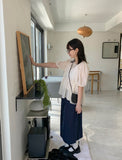 Myuo dot ribbon shirring short sleeve blouse