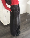 Teensy side pin tuck denim pants