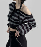 Stripe One Shoulder Off Tee