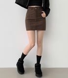 Corduroy H-Line Mini Skirt Pants