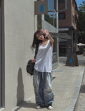 Side Damage Balloon Banding Denim Pants