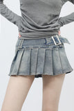 Deniyan Belt Pleated Skirt