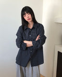 Big check collar overfit long-sleeved shirt