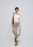 Silky Wrinkle Off-Shoulder Tee