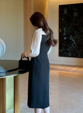 Melage Chiffon Color Matching Tie H-Line One Piece