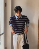 Kesio Multi-Stripe Henley Neck Knit