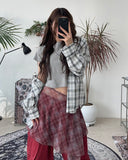 Ellie Layered Check Wrap Skirt