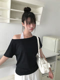 Demp One Shoulder Off Short Sleeve Loose Fit T-Shirt