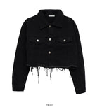 Crop fringe denim jacket