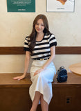 Heinley U-neck Stripe Short Sleeve Knit