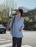 Levi overfit striped half shirt