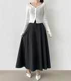 Hepburn A-Line Flare Fit Pin Tuck Banding Long Skirt