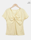 Anise Twist Shirred Short Sleeve T-shirt
