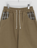 [Unisex] Kamna Carpenter Check Cotton Banding Wide Pants