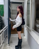 Loin crop off-shoulder sweatshirt