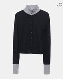 Only Stripe Color Matching High Neck Long Sleeve Cardigan