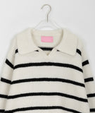 Holby V-neck Stripe Collar Knit