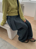 [BAONHAUS] Dendoru Ribbon Dot Raw Denim Pleats Wrap Skirt