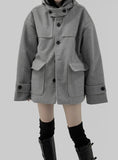 (20% Wool) Leon padded half coat