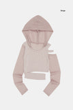 Storm cut out mesh hooded crop T-shirt