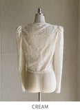 Gret See-through Pearl Puff Jacket Blouse