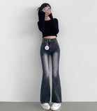 Banding 2-button Long Boot Cut Winter Denim Pants