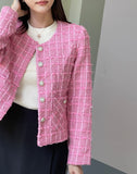 Seibo Round Check Tweed Short Jacket