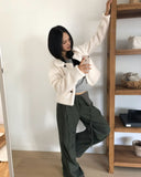 Harking High Neck Button Fleece Fur Loose Fit Jumper