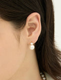 H Edition Silver (Y) Moissanite Pearl One-Touch Earrings 10mm