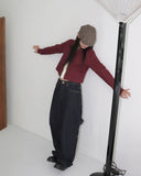 Honti Pastel U-Neck Round Crop Knit