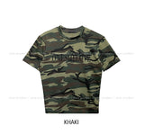 Camo lettering slim crop short sleeves