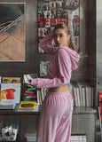 Fruits Velvet Setup Hooded Zip-Up