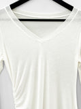 Lanta See-Through Shirred V-neck Tee