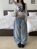 Deren Cut Washing Wide Denim Pants