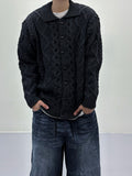 Orchid wool collar long cardigan