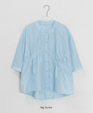 Kiken Shirring Round Short Sleeve Blouse