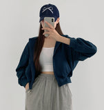 Two-Way Zipper Balloon Crop Hood Zip-Up