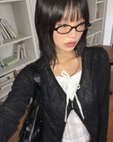 Hiyu pintuck frill lace ribbon strap sleeveless blouse