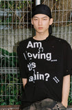 damage washing piercing t-shirt