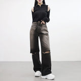 [NONCODE] Gazen Cutout Knit Zip-Up