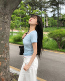 Sherbet Tencel See-Through Short Sleeve