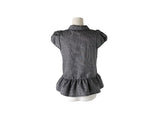 Ripen Check Lace Frill Puff Short Sleeve Shirt